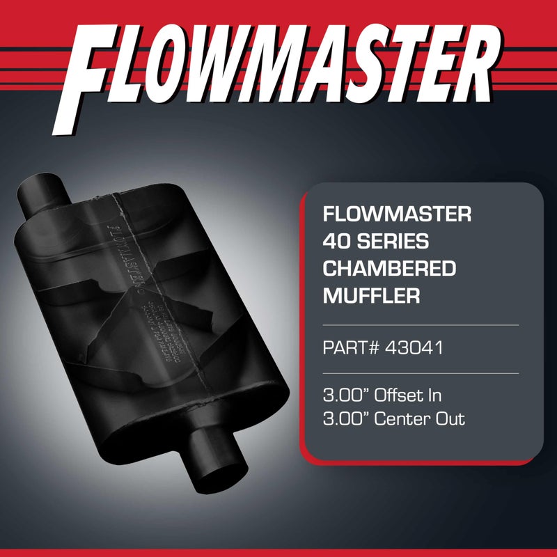 Flowmaster 40 Series Original Chambered Muffler â€“ 3.00" Offset In / 3.00" Center Out â€“ Aggressive Sound â€“ 16-Gauge Aluminized Steel â€“ For Muscle Cars, Street Rods, Trucks, SUVs & Strip Builds (43041) - Image 2